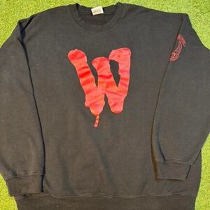 Vintage Y2K W crewneck sweatshirt. Black pullover with oversized red dripping W